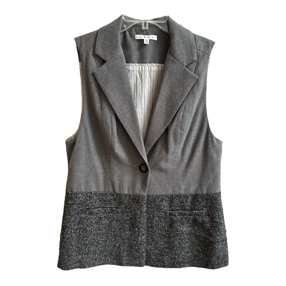 Cabi Over The Moon Gray Two Tone Single Button Front Vest Size Medium